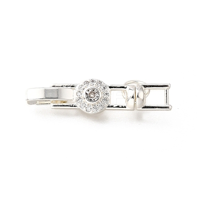 Brass Micro Pave Clear Cubic Zirconia Fold Over Clasps KK-R222-04S-1