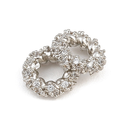 Brass Micro Pave Clear Cubic Zirconia Beads CU-CBA6A75-27P-1