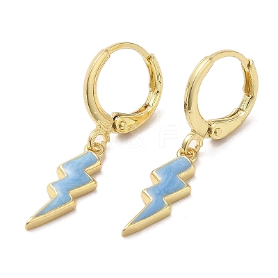 Lightning Bolt Golden Brass Dangle Leverback Earrings EJEW-L268-010G-01-1