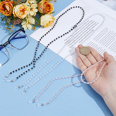 3Pcs 3 Colors Plastic Pearl & Glass Bead Strap for Eyeglasses AJEW-CY0002-18-1