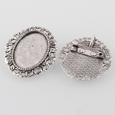 Vintage Alloy Brooch Cabochon Bezel Settings PALLOY-O038-30AS-1