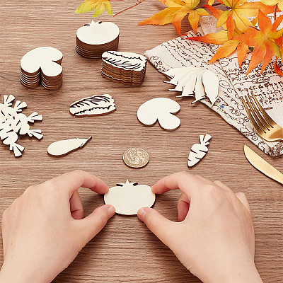 100Pcs 5 Styles Unfinished Wooden Cutouts WOOD-OC0002-89-1