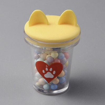Transparent Resin Cat Ear Bottle Pendants RESI-WH0021-65A-1
