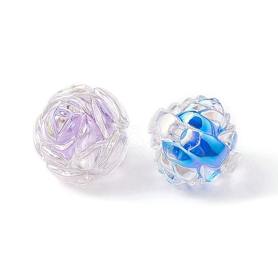 10Pcs 5 Colors UV Plating Rainbow Iridescent Acrylic Beads OACR-YW0001-56-1