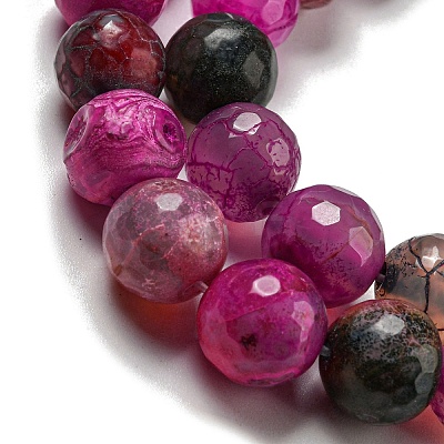 Faceted Natural Dragon Veins Agate Beads Strands G-F447-12mm-I05-1