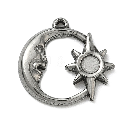 304 Stainless Steel Pendant Cabochon Settings STAS-P422-14P-1