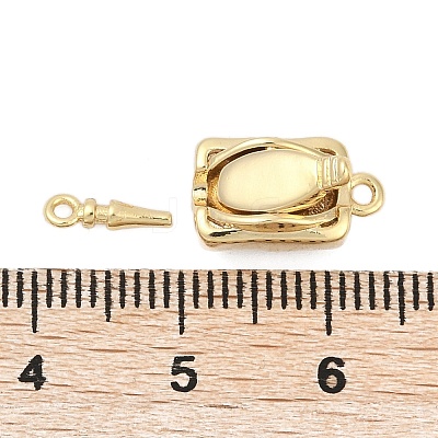 Brass Micro Pave Clear Cubic Zirconia Box Clasps KK-P291-40G-1