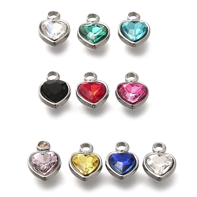 304 Stainless Steel with Rhinestone Pendants STAS-Q346-01P-1