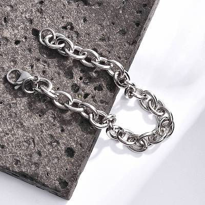 Tarnish Resistant 304 Stainless Steel Cable Chain Bracelets X-BJEW-I238-09P-1