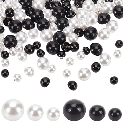 120pcs 6 styles Plastic Imitation Pearl Button FIND-PH0017-42-1