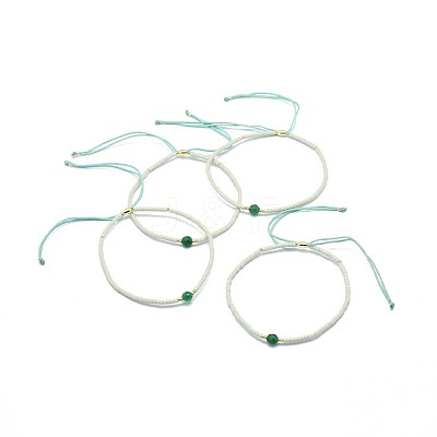 Adjustable Natural Agate Braided Bead Bracelets BJEW-F391-A15-1