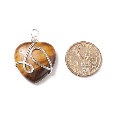 Natural Tiger Eye Pendants PALLOY-JF01663-04-1