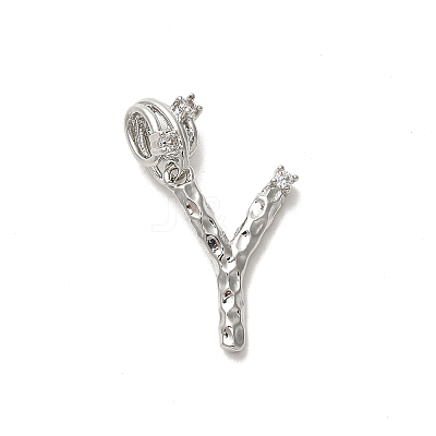 Rack Plating Brass Micro Pave Cubic Zirconia European Dangle Charms KK-L210-015P-Y-1