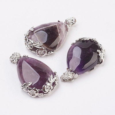 Natural Amethyst Pendants G-Q689-1