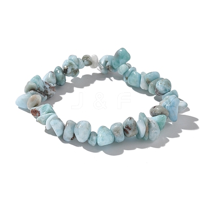Natural Larimar Beaded Stretch Bracelets X-BJEW-JB02680-01-1