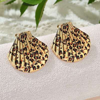 304 Stainless Steel Enamel Stud Earrings EJEW-Z084-15G-01-1