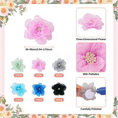 6Pcs 6 Colors Organza Ornament Accessories DIY-TA0006-50B-1