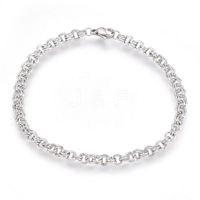 Tarnish Resistant 304 Stainless Steel Cable Chain Bracelets BJEW-P237-21P-01-1
