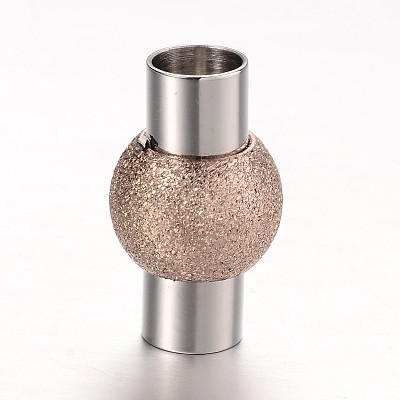 Textured 304 Stainless Steel Column Magnetic Clasps with Glue-in Ends STAS-I045-11RG-1