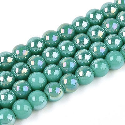 Electroplate Opaque Glass Beads Strands GLAA-T032-P6mm-AB12A-1