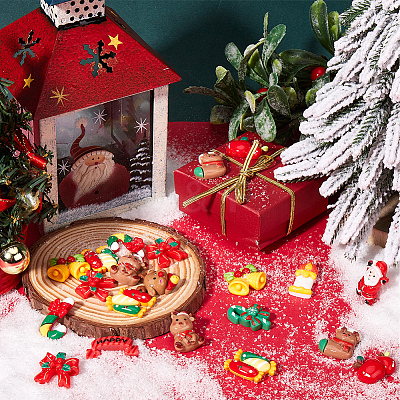 72Pcs 12 Styles Christmas Plastic Cabochons FIND-SC0011-30-1