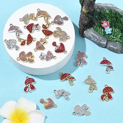 24Pcs 6 Colors Rack Plating Alloy Rhinestone Pendants FIND-FS0004-98-1