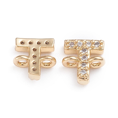 Brass Micro Pave Cubic Zirconia Letter Links ZIRC-I042-16G-T-1