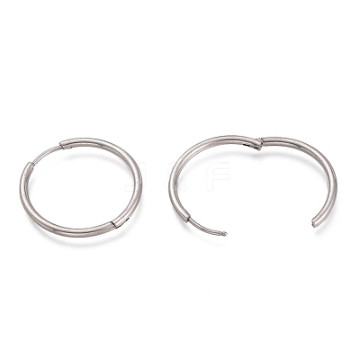 Tarnish Resistant 304 Stainless Steel Needle with 201 Stainless Steel Ring Huggie Hoop Earrings EJEW-L256-02C-P-1