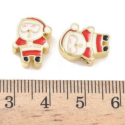 Christmas Brass Enamel Beads KK-I474-G28-1