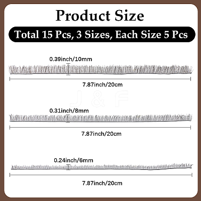15Pcs 3 Styles Plush Craft Doll Eyelashes Strips DOLL-CP0001-07A-1