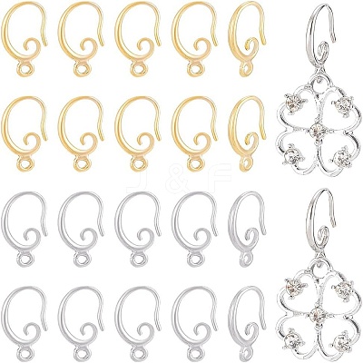 20 Pairs 2 Colors Brass Earring Hooks KK-BC0007-63-1