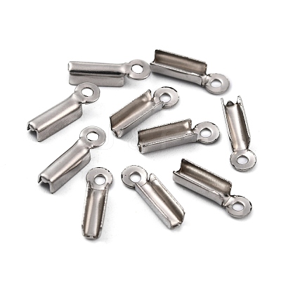 Tarnish Resistant 201 Stainless Steel Fold Over Crimp Cord Ends STAS-R055-07-1