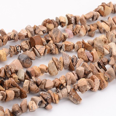 Natural Picture Jasper Chips Beads Strands X-F002-1