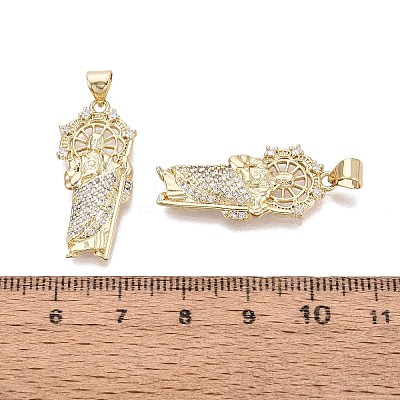 Religion Brass Micro Pave Clear Cubic Zirconia Pendants KK-N287-46J-G-1