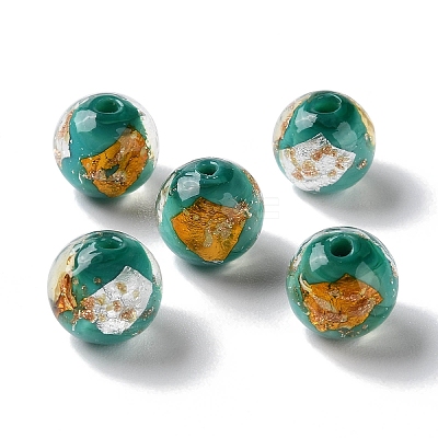 Handmade Gold & Silver Foil Lampwork Beads GLAA-G107-07B-08-1