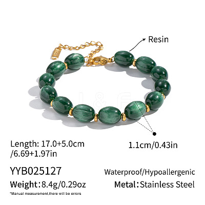 11MM Resin Oval Beaded Bracelets PI5034-3-1