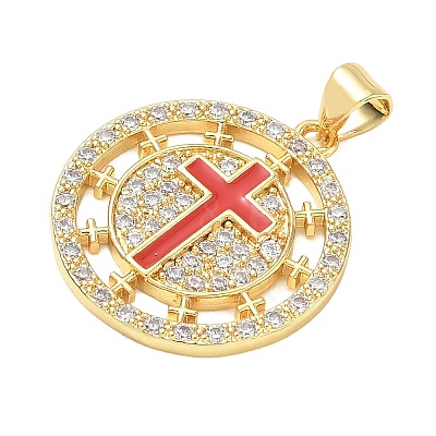 Religion Cross Brass Micro Pave Clear Cubic Zirconia Pendants CU-CBA83A6-03A-G03-1
