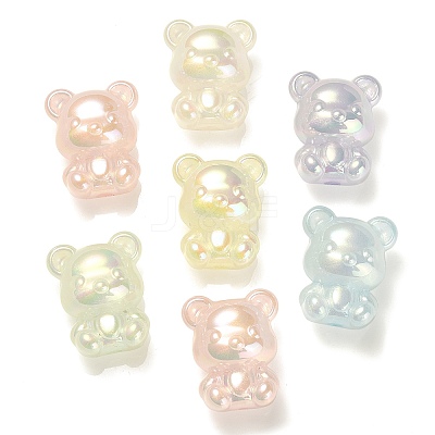 60Pcs 6 Colors UV Plating Rainbow Iridescent Acrylic Beads PACR-CJ0001-22-1