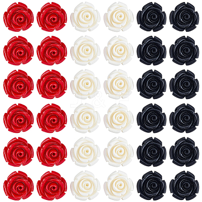 60Pcs 3 Colors Synthetic Coral Carved Beads CORA-SC0001-26-1