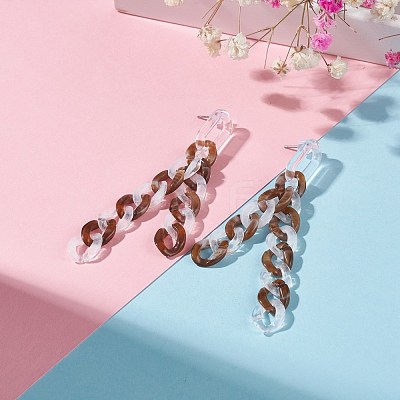Acrylic Curb Chain Tassel Dangle Stud Earrings for Women EJEW-JE04767-06-1