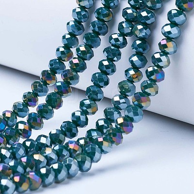 Electroplate Glass Beads Strands X-EGLA-A034-P4mm-B10-1