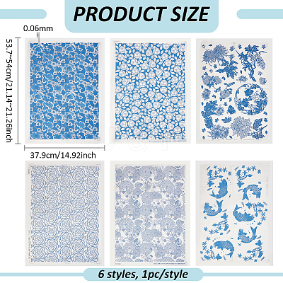 6Pcs 6 Styles Paper Ceramic Decals DIY-BC0015-30A-1