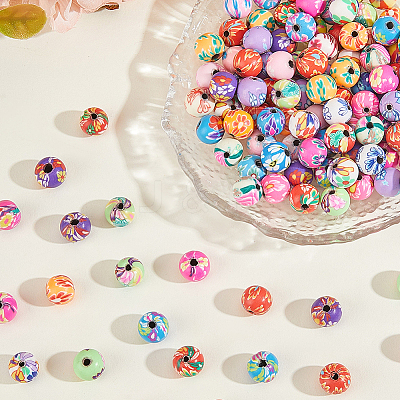 120Pcs Handmade Flower Pattern Polymer Clay Beads CLAY-PA0001-24C-1