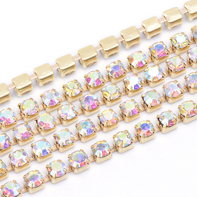 Brass Rhinestone Strass Chains CHC-T003-SS8-02C-1