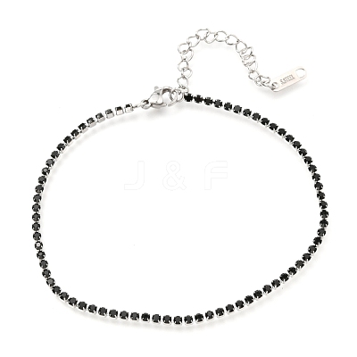 304 Stainless Steel Rhinestone Cup Chain Bracelets AJEW-B004-01A-1