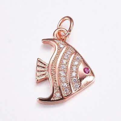 Brass Micro Pave Cubic Zirconia Pendants X-ZIRC-G125-77RG-1