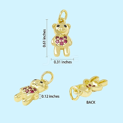 16Pcs 8 Colors Brass Micro Pave Cubic Zirconia Pendants KK-SZ0005-99-1
