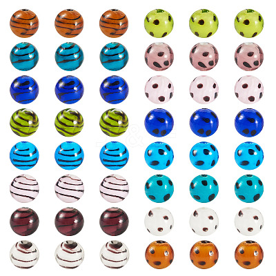 64Pcs 16 Styles Handmade Lampwork Beads LAMP-TA0001-59C-1