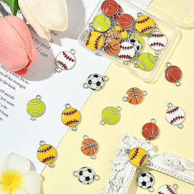 36Pcs 6 Styles Alloy Enamel Connector Charms ENAM-YW0008-07-1
