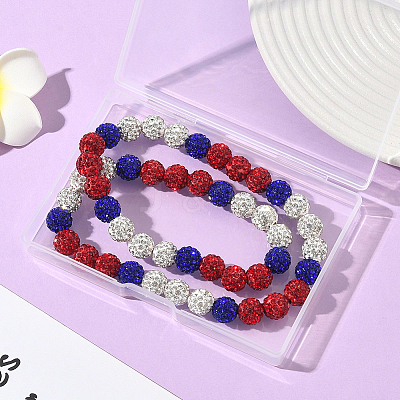 1Pc Polymer Clay Rhinestone Round Beaded Stretch Necklaces NJEW-SP0001-14D-1